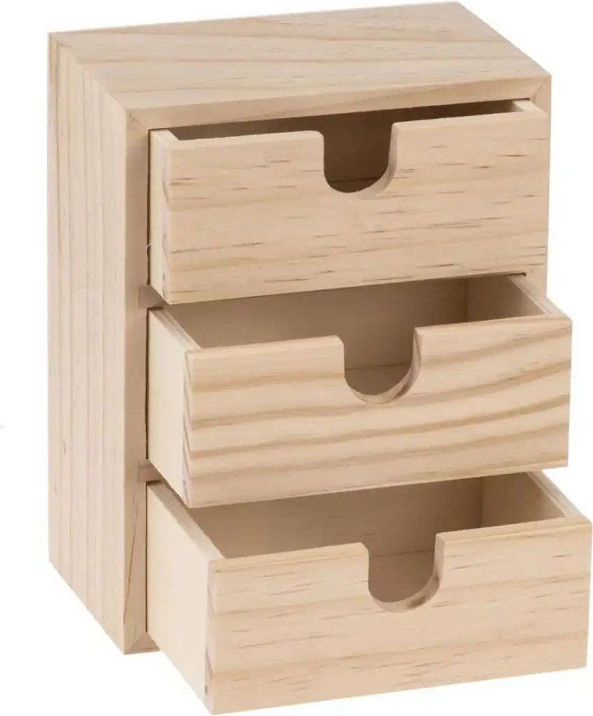 Scatola di legno con 3 cassetti, Glorex Immagine del prodotto 