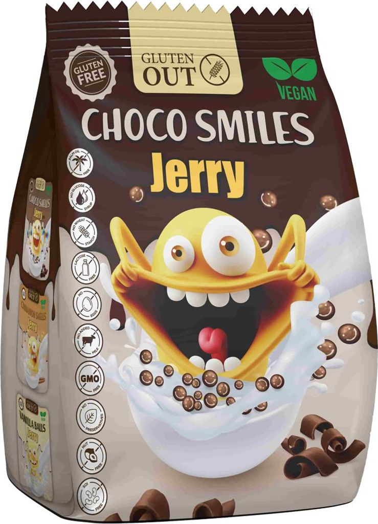 Produktbild Nerano Choco Smiles Jerry Frühstücksgetreide Glutenfrei Vegan 375g