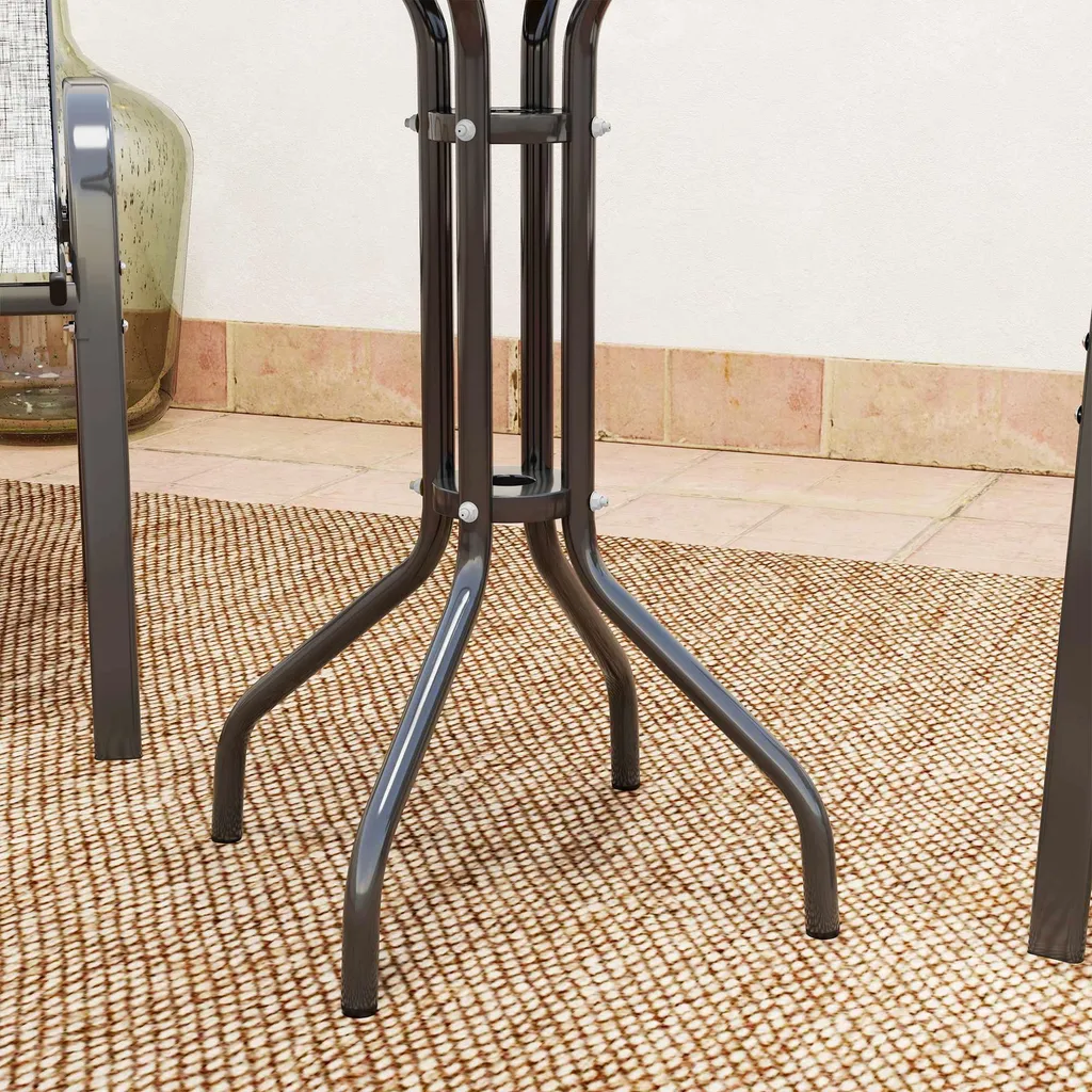 Ensemble bistro d'extérieur 3 pièces avec table en verre et chaises - 9