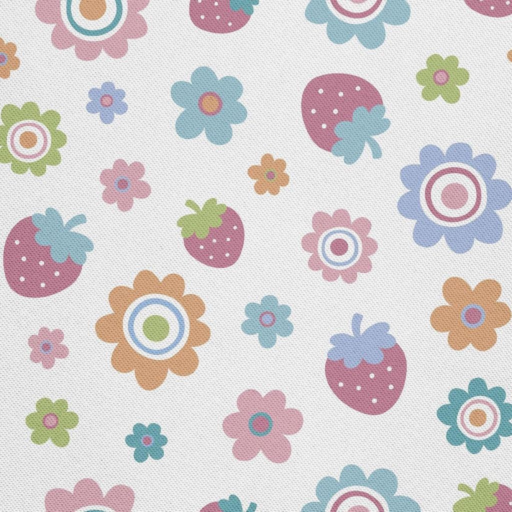 OUTDOOR DEKOSTOFFE OXFORD - Motiv Erdbeeren und Blumen I DX430