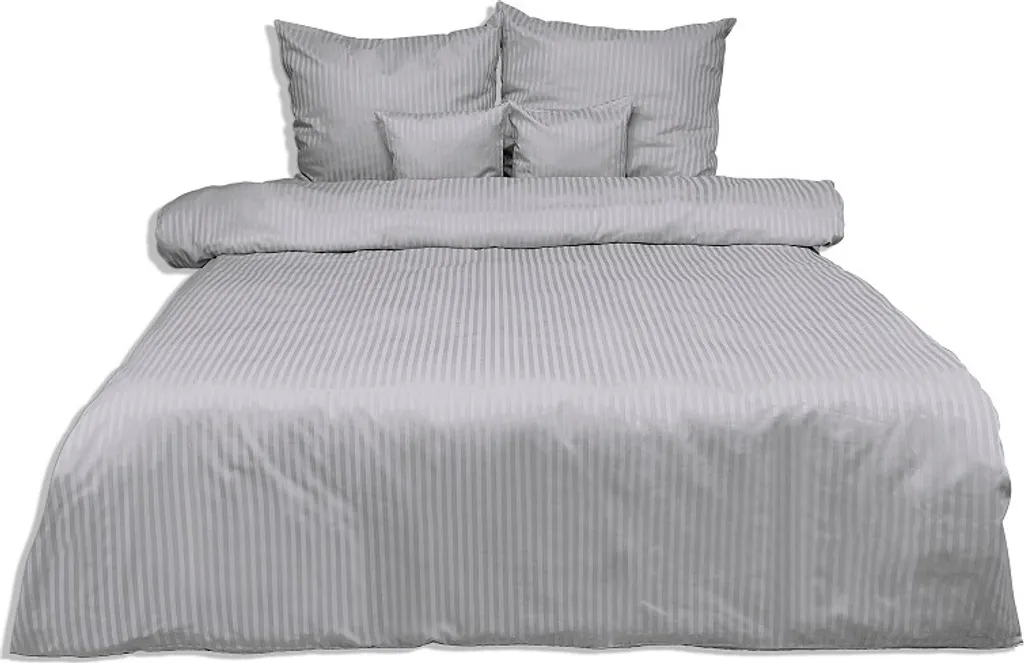 Parure de lit damassée 100% coton Gris Clair 160x200 haut de gamme