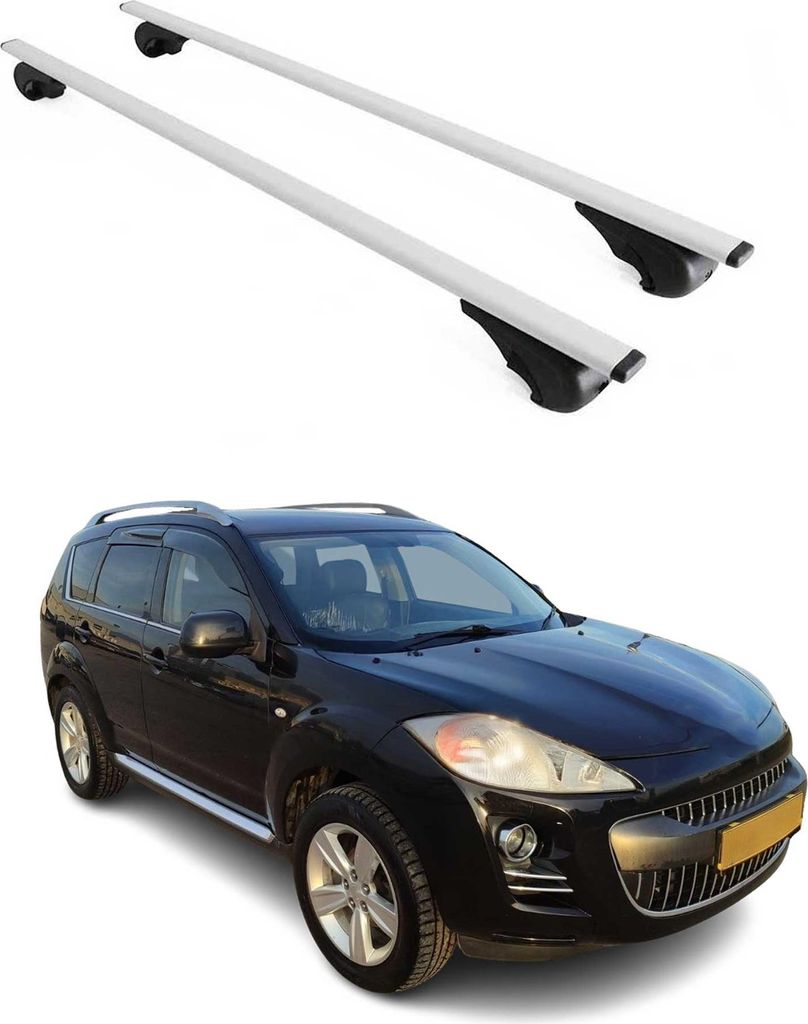 Dachträger Gepäckträger für Peugeot 4007 2007-2012 Grundträger Metall Silber 2x