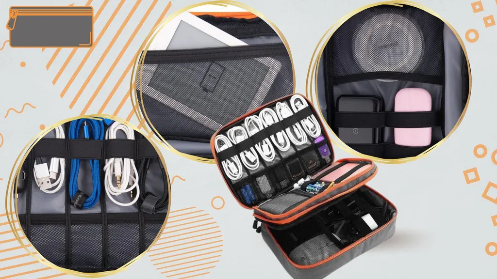 Borsa Organizer Per Cavi Da Viaggio Spaziosa A 2 Strati - 14