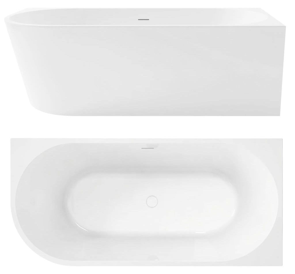Eckbadewanne Rea Bellanto 170 Rechts Mit Schwarzer Steckerkappe Weiß