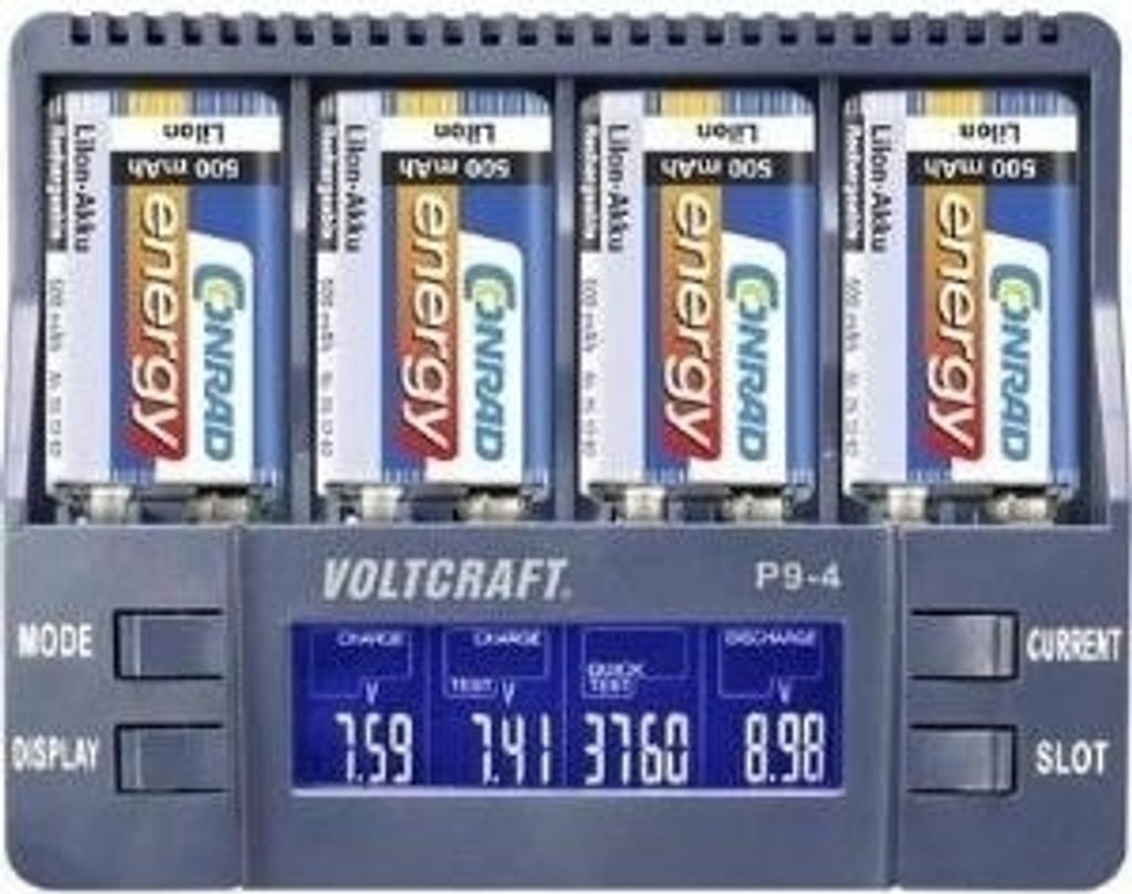 VOLTCRAFT P9-4 9V-Block-Ladegerät NiCd, NiMH, LiIon 9 V Produktbild 