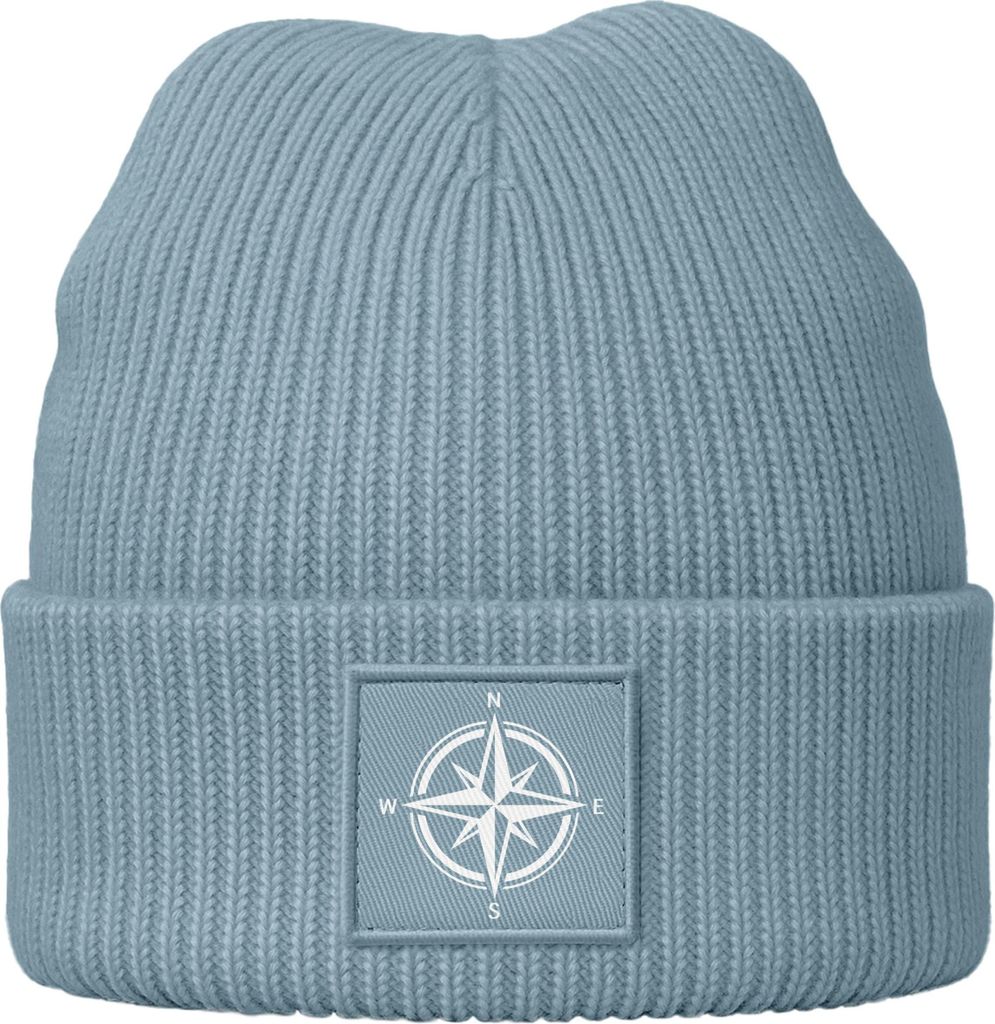 Neverless Herren Mütze Beanie Windrose Wintermütze Aufdruck Print Strickmütze Rippstrick Streetstyle Neverless