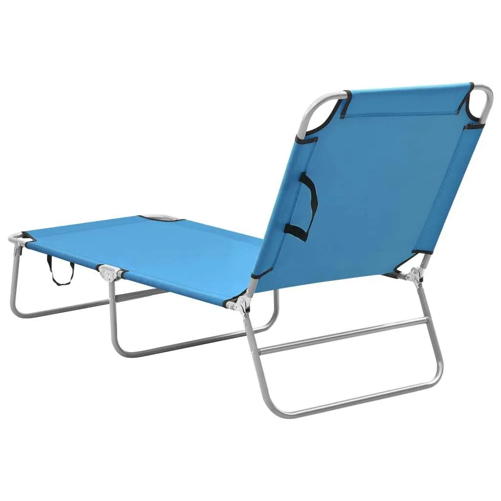 Transat de jardin pliable turquoise avec structure acier ultra robuste - 3