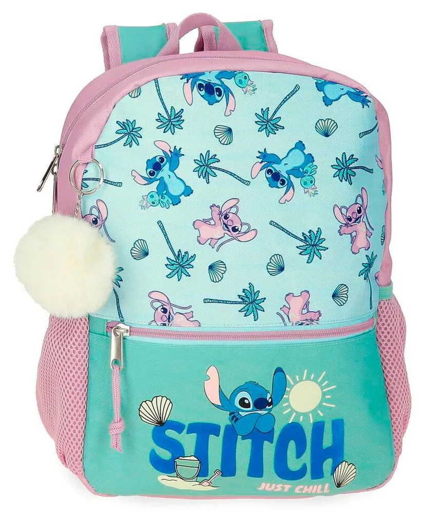 Sac à dos Disney Stitch Just Chill 33cm - Petit Cartable Scolaire Bleu