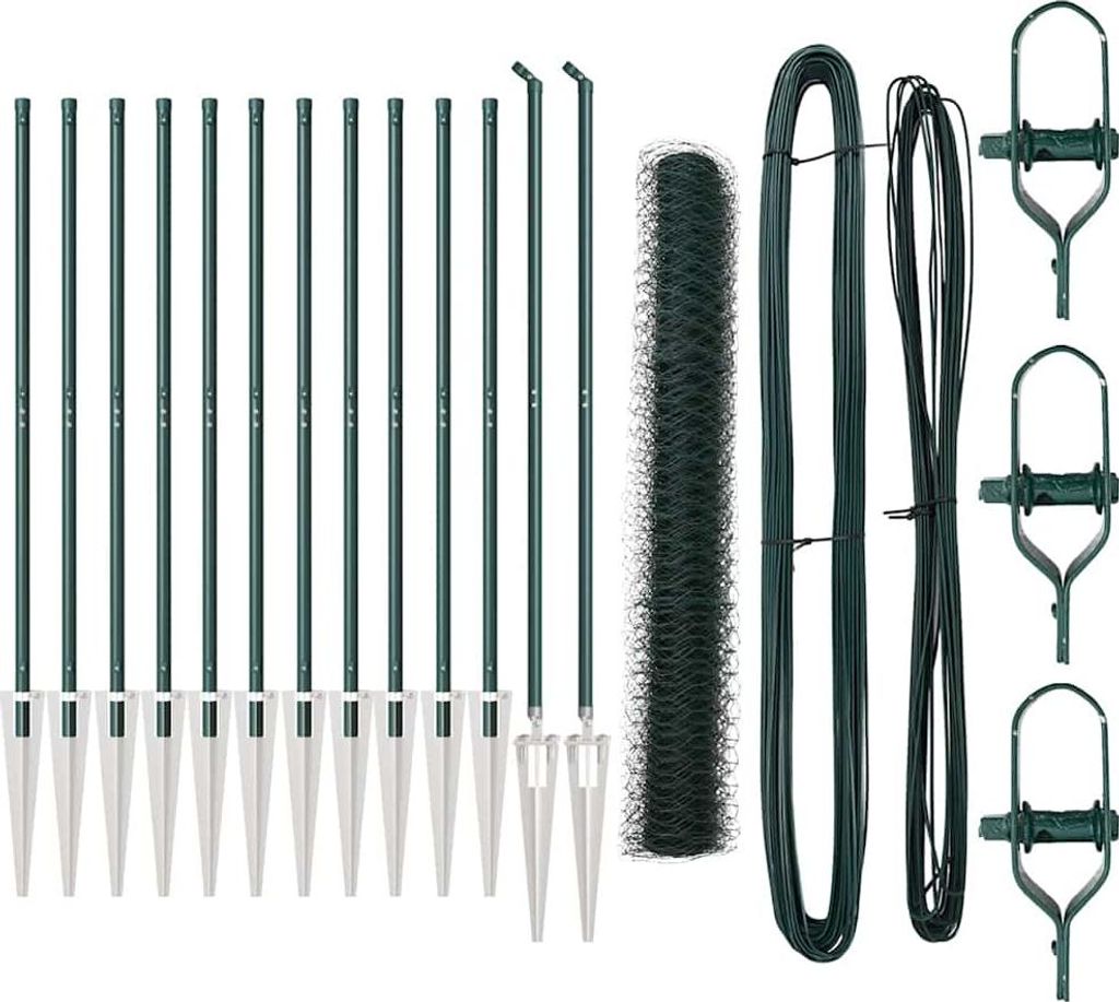 vidaXL Zaunpfosten Grün 25 x 1 m (36 mm Maschen) Stahl