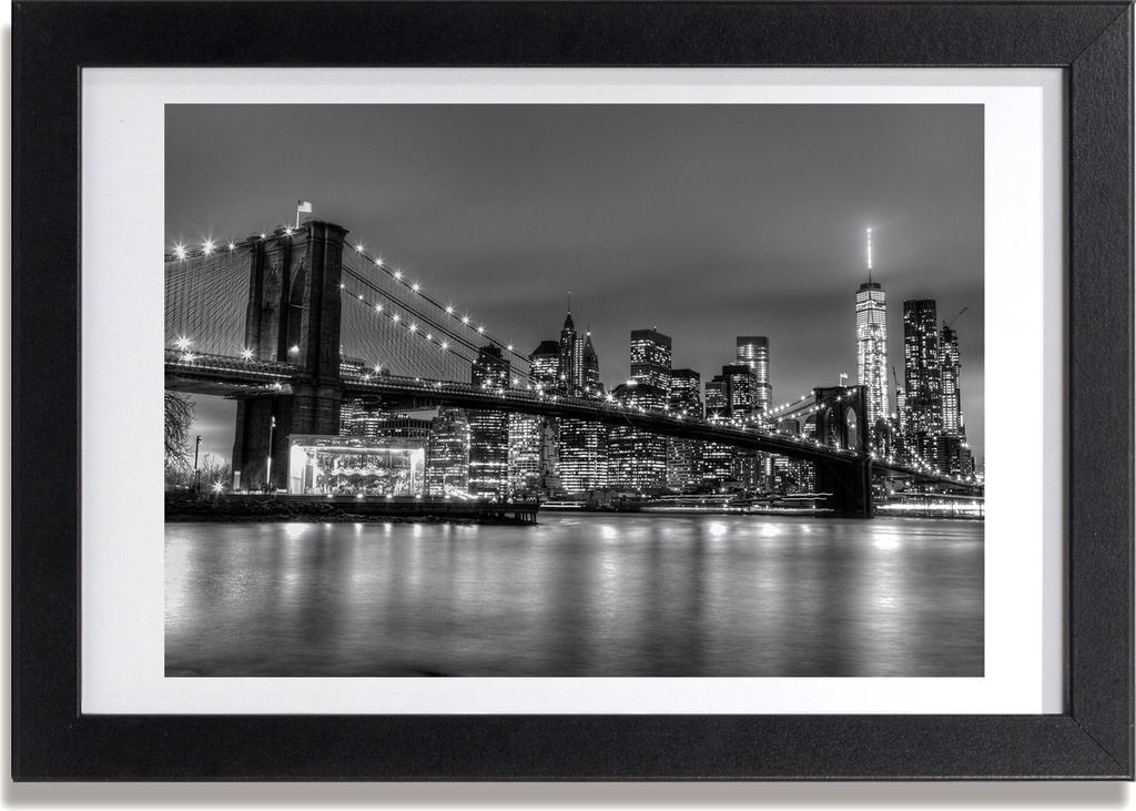 Bild 30x20 MDF-Rahmen, Wandkunst Brooklyn Brücke Produktbild 