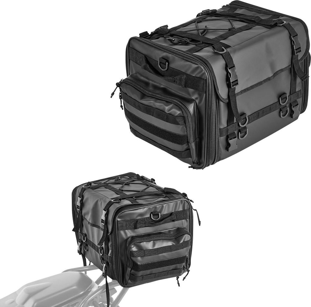 Motorcycle Tail Bag, 40-60 L Expandable Motorcycle Rear Seat Bag with Waterproof Rain Cover, Foldable Outdoor Sports Motorbike Luggage Storage with...