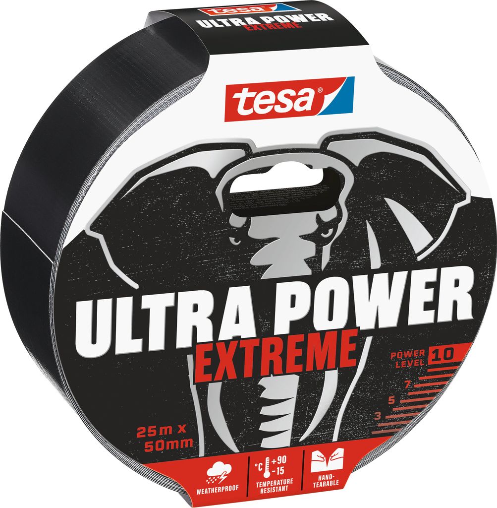 TESA SCHWARZES REPARATURBAND 25 m x 50 mm ULTRA POWER Produktbild 