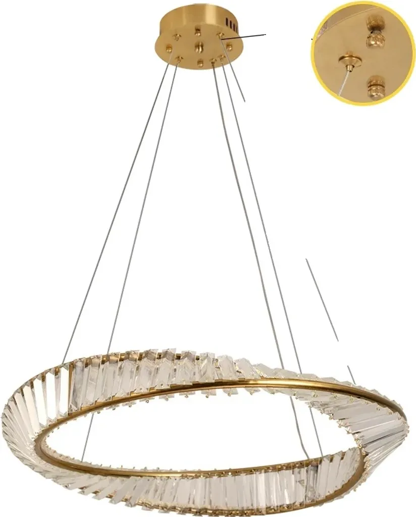 Lustre LED bicolore 60cm à hauteur ajustable, luminaire design moderne