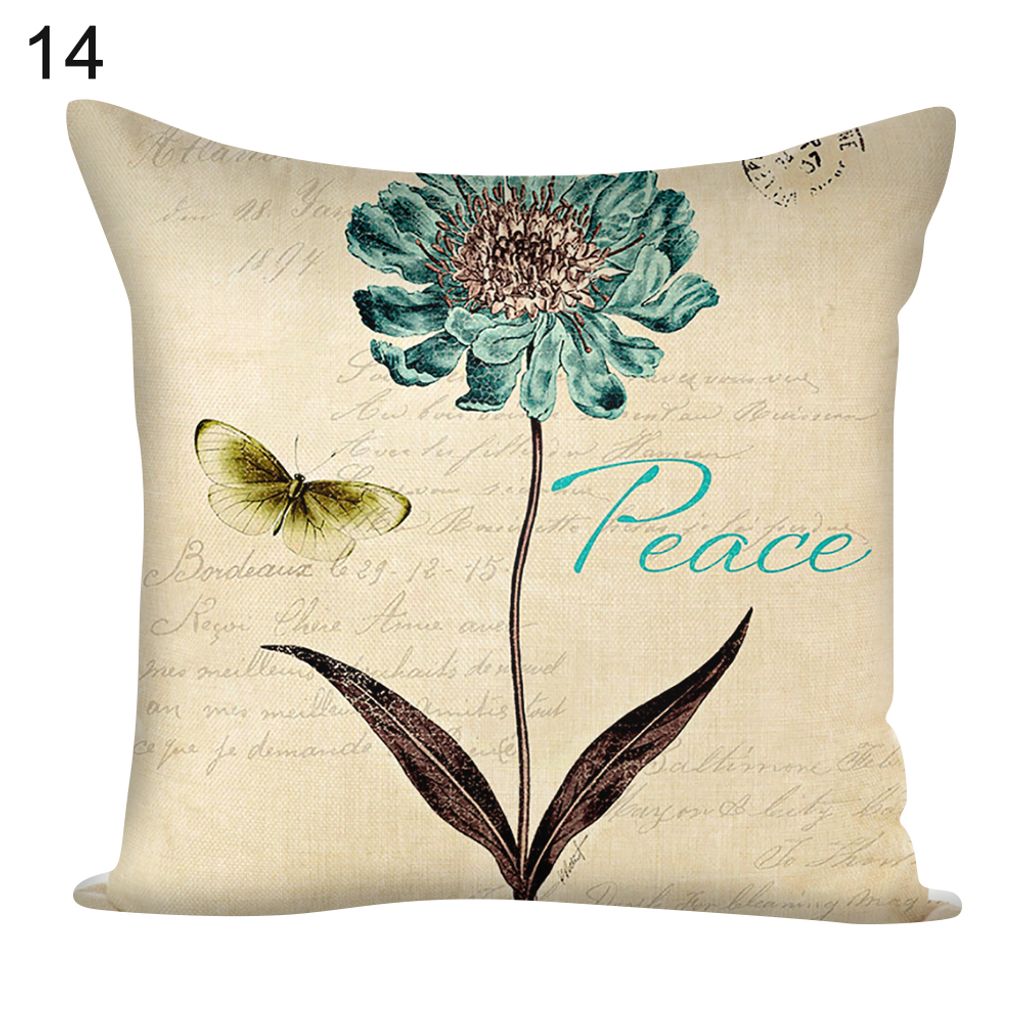 45x45cm Art Flower Leinen Wurf Kissen Kissenbezirk Home Car Sofa Nachbildung Nachbildung-14#