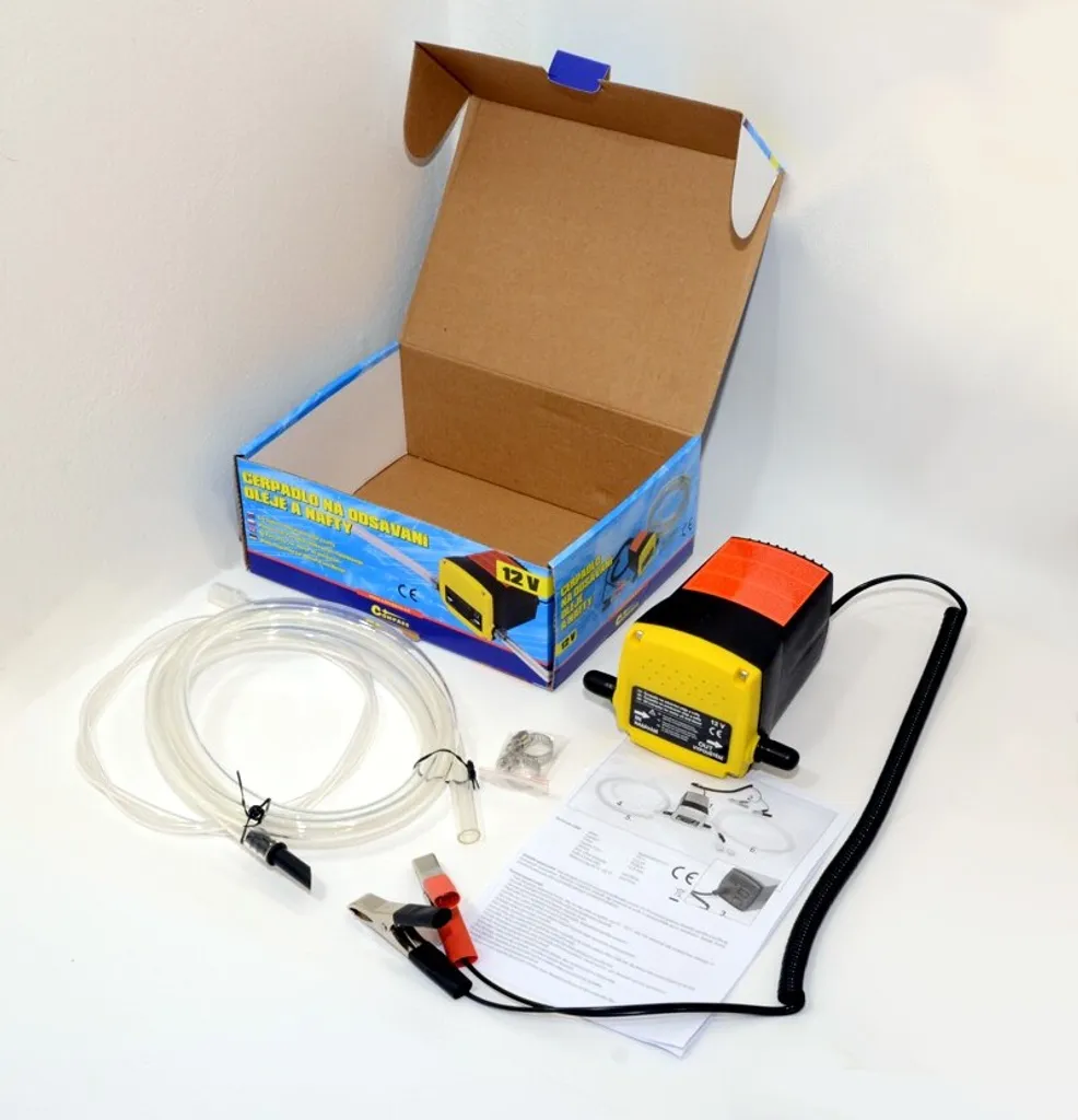 Pompe à gasoil 12V compacte avec pinces batterie pour vidange propre