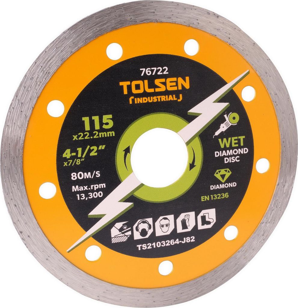 Tolsen Industrie-Diamantsägeblatt 180 mm x 22,2 mm – 7,5 mm Schnittbreite – Zum Nassschneiden von Fliesen, Keramik und Naturstein – Maxami