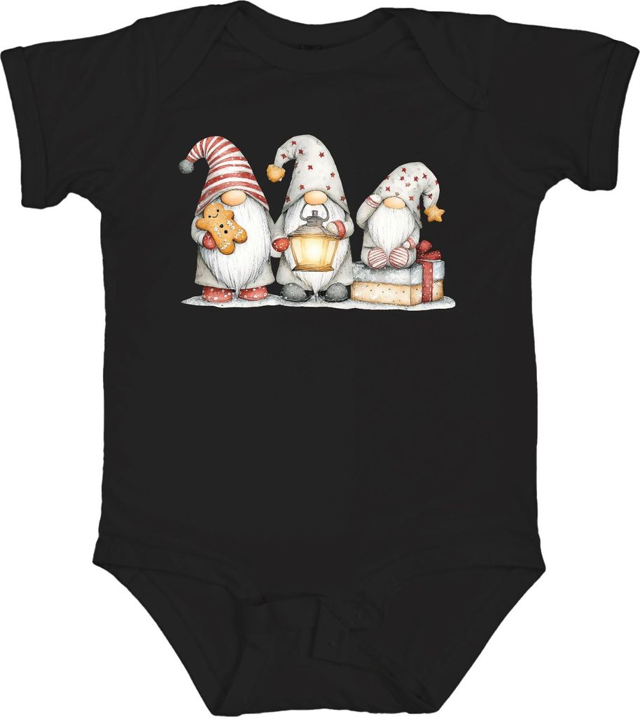 Weihnachtswichtel Lebkuchen Laterne Geschenk Winter Aquarell Unisex Baby Body, Schwarz, 18/24