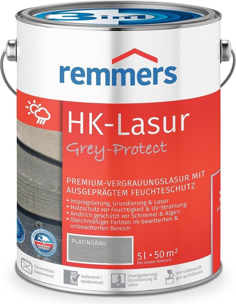 Remmers HK-Lasur grey protect platingrau 5 l Zdjęcie produktu 