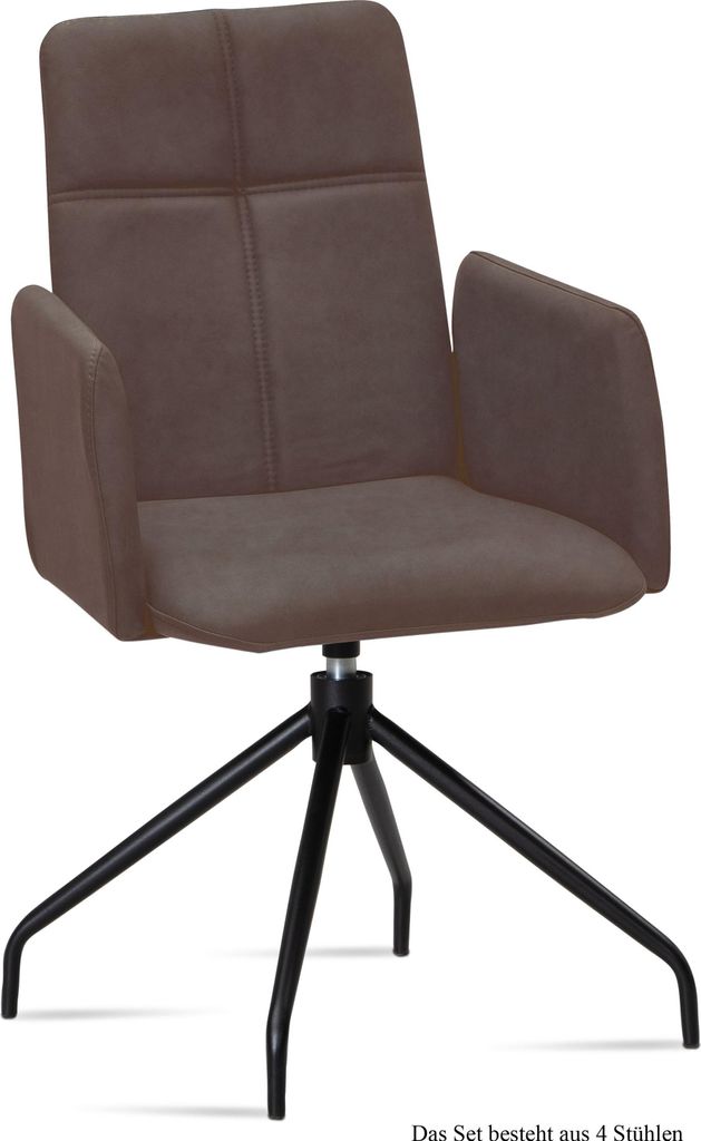 Armlehnstuhl drehbar (4er-Set) Doanna 52x92x60 Schwarz/Braun