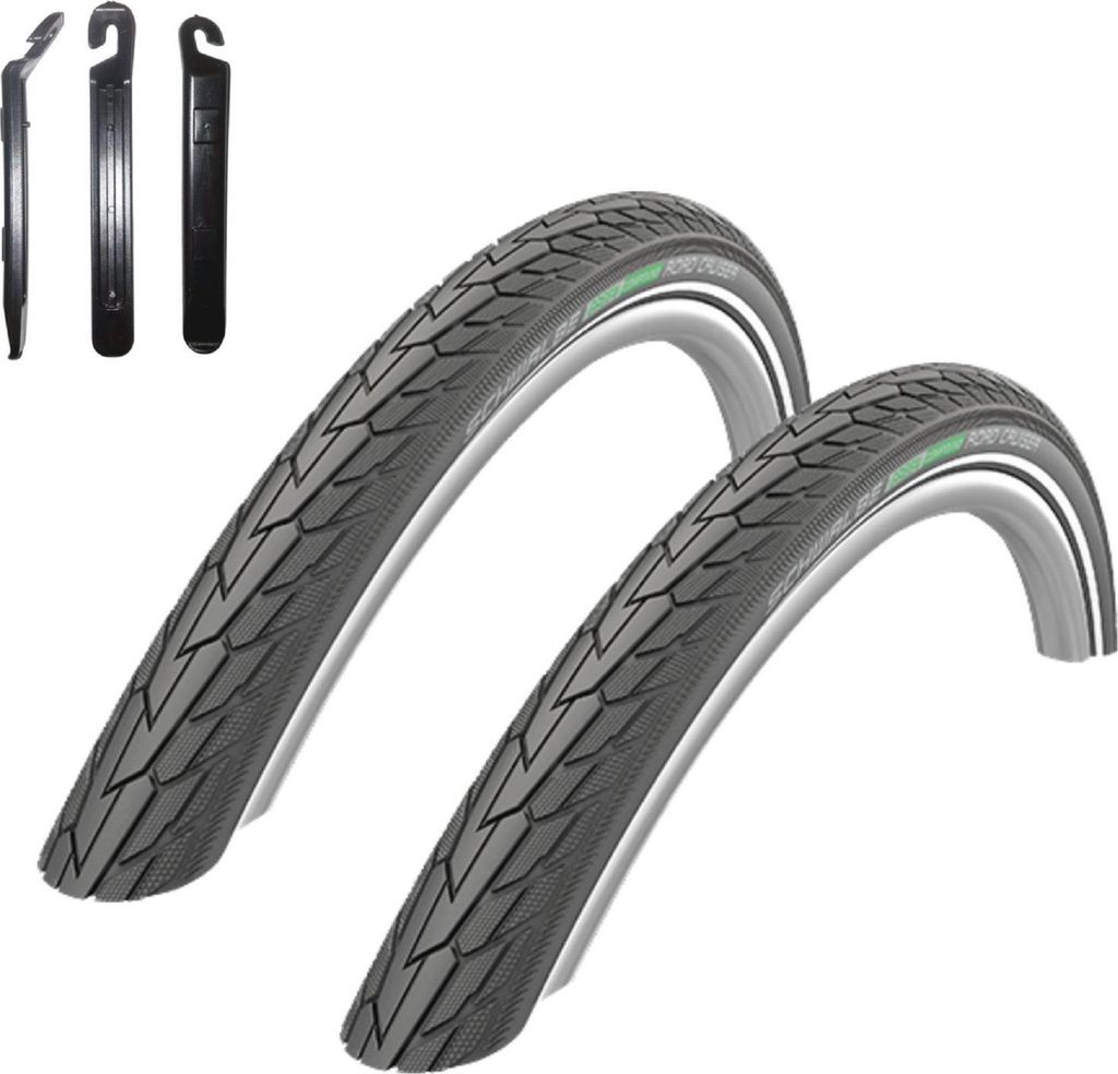 2 x Schwalbe Road Cruiser Schwarz Reflex Fahrradreifen 47-622 (28 x 1.75) inkl. maxxi4you Reifenheber