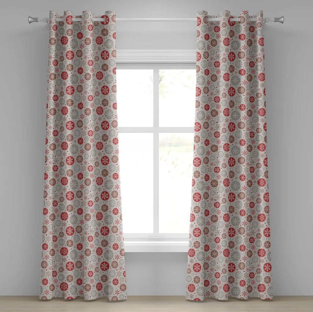 Rideau de Noël anti-regard et décoratif flocons de neige gris rubis 280cm