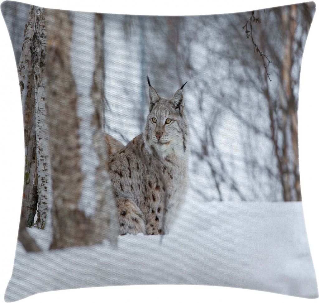 ABAKUHAUS Tier Kissenbezug, Europäische Luchs Wildnis, Wasser und Schmutz resistent Waschbar Beidseitiger Druck mit Reißverschluß, 60 x 60 cm, H...