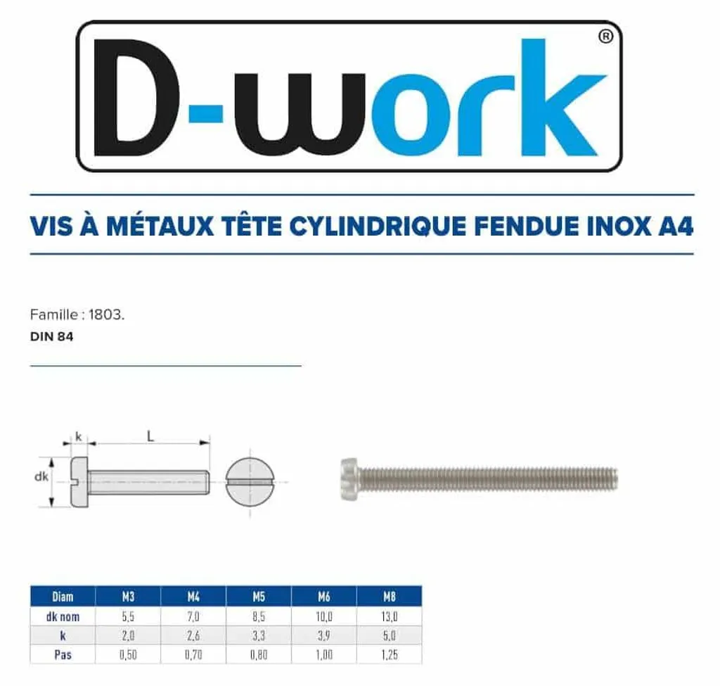 Vis Inox 4x40 mm Anti-Corrosion DIN 84 pour Fixations Durables en Inox A4