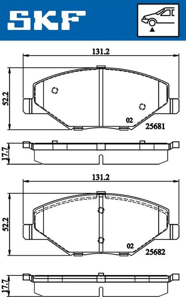 SKF VKBP 80628 Jeu de Plaquettes de Frein à Disque OE 6RU698151 Polo 6R