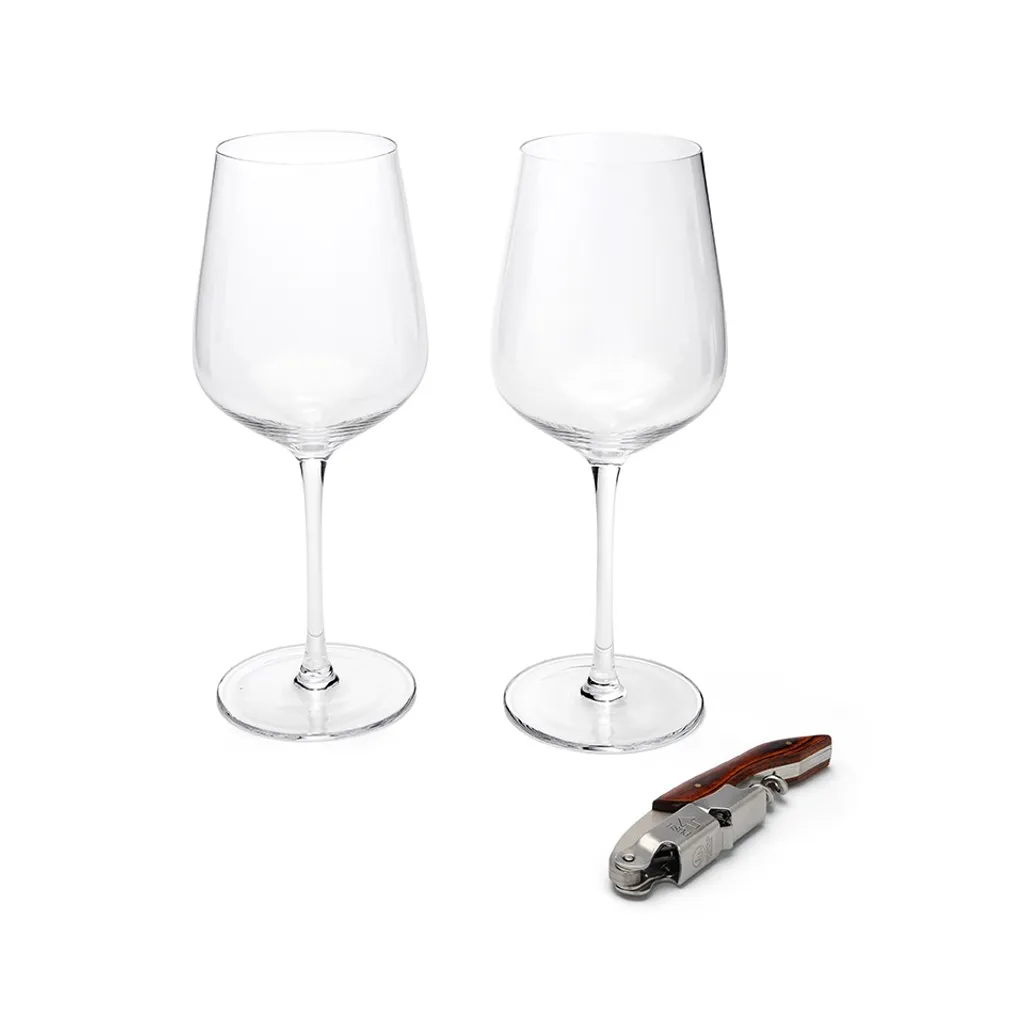 Leopold Vienna Set Regalo Vino: 2 Calici 500ml + Cavatappi Sommelier