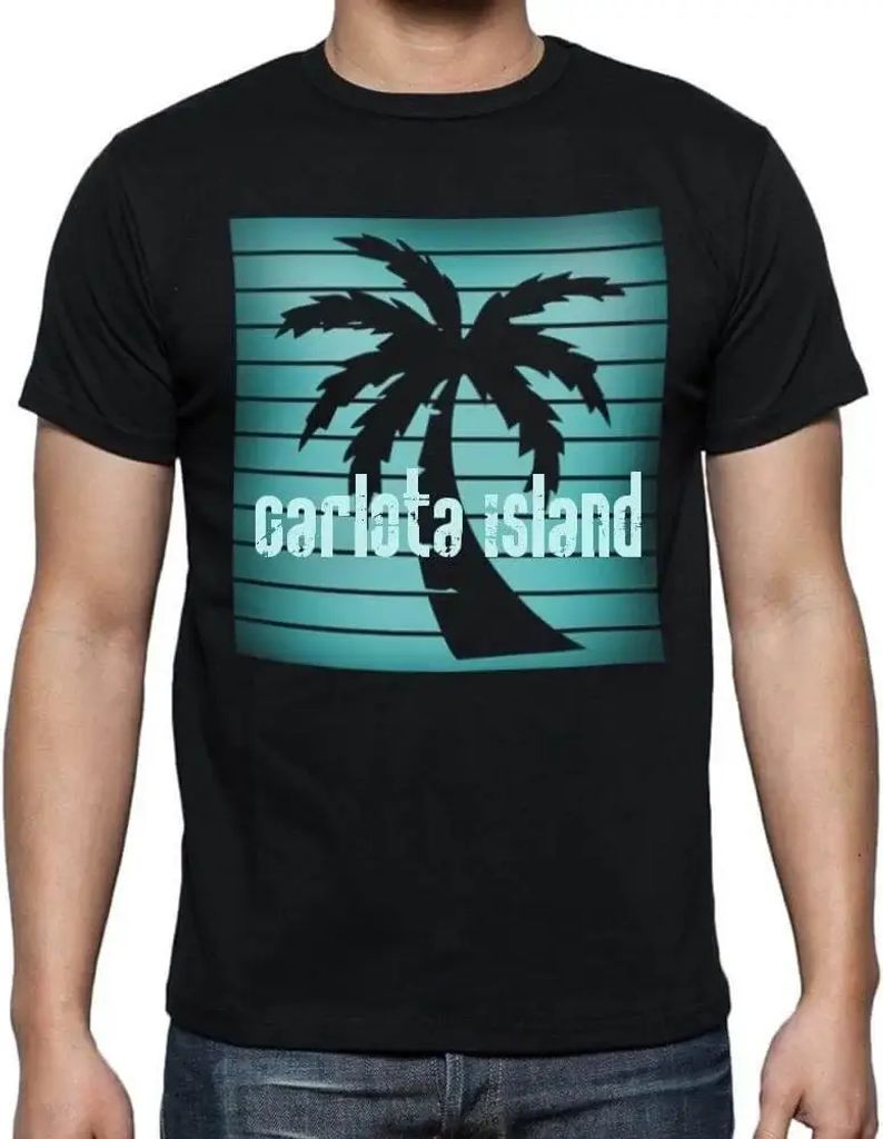 Herren Grafik T-Shirt Palme Strand Urlaub auf der Insel Carlota – Palm, Beach, Holidays In Carlota Island – Öko-Verantwortlich Vintage Jahrgang
