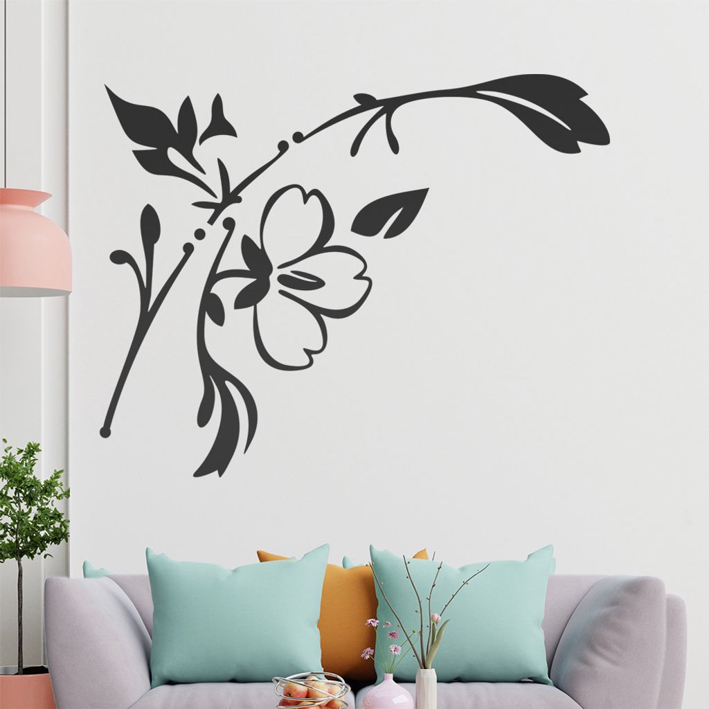 Blume - Ranken Wandtattoo in 6 Größen - Wandaufkleber Wall Sticker - Dekoration, Küche, Wohnzimmer, Schlafzimmer, Badezimmer