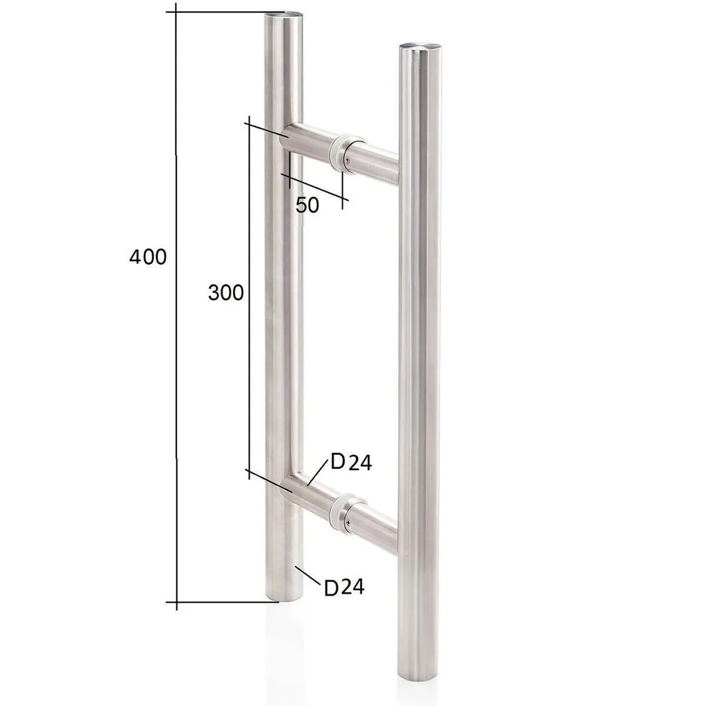 Poignée double pour porte vitrée en acier inoxydable - Gamme Premium Pro