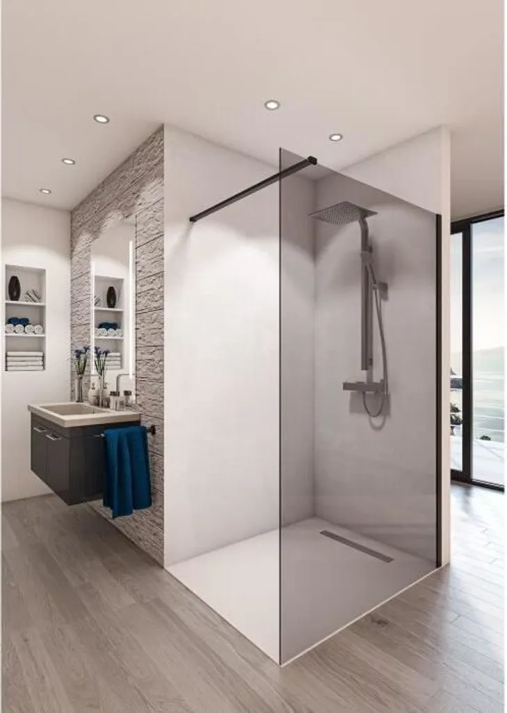 Paroi de douche SAINT-GOBAIN BALEARES GREY 100x198cm Verre Trempé 8mm