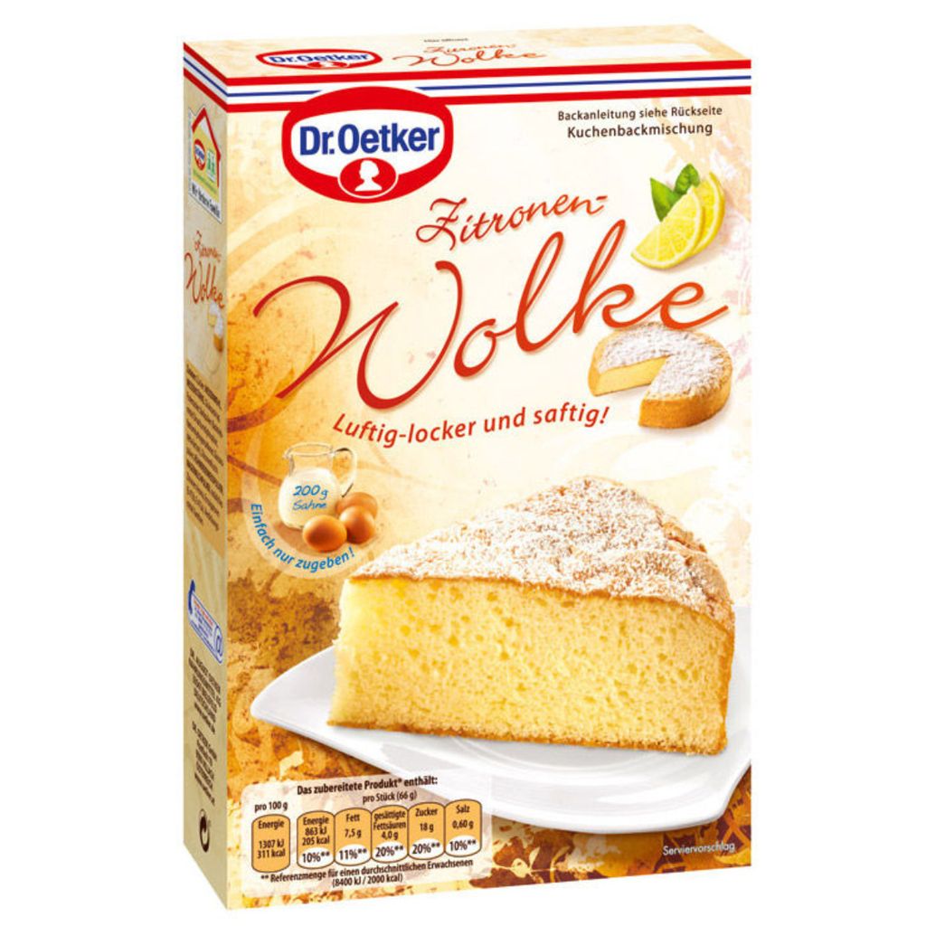 A product box for a cake mix.