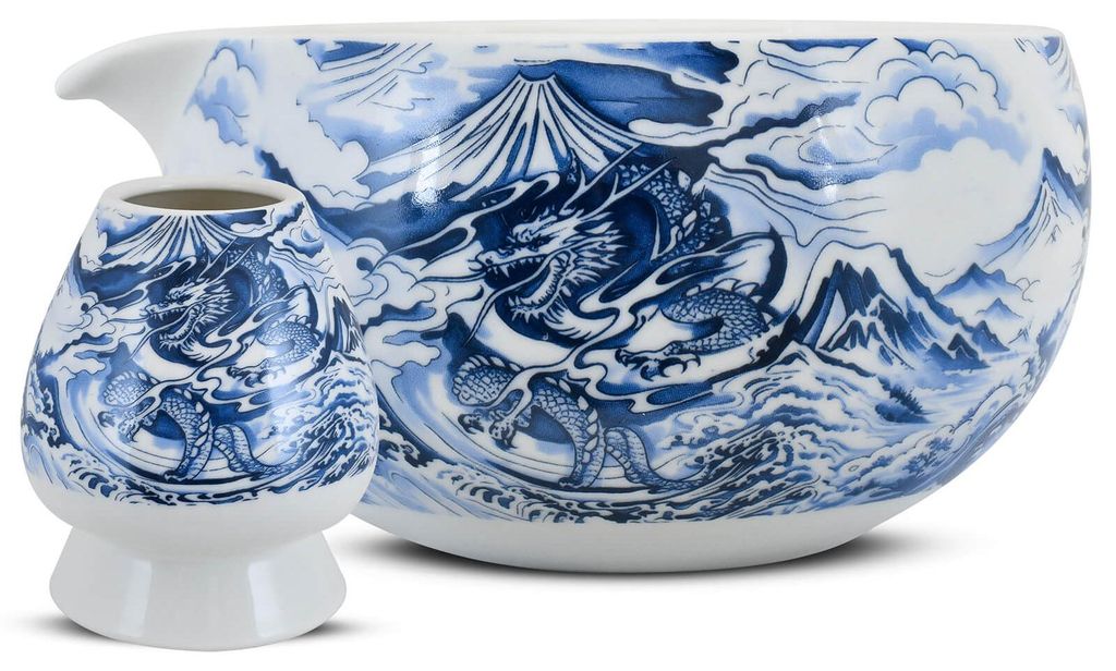 Cebador - Matcha Set Dragon 2-Teilig - Blau Weiß Keramik Produktbild 