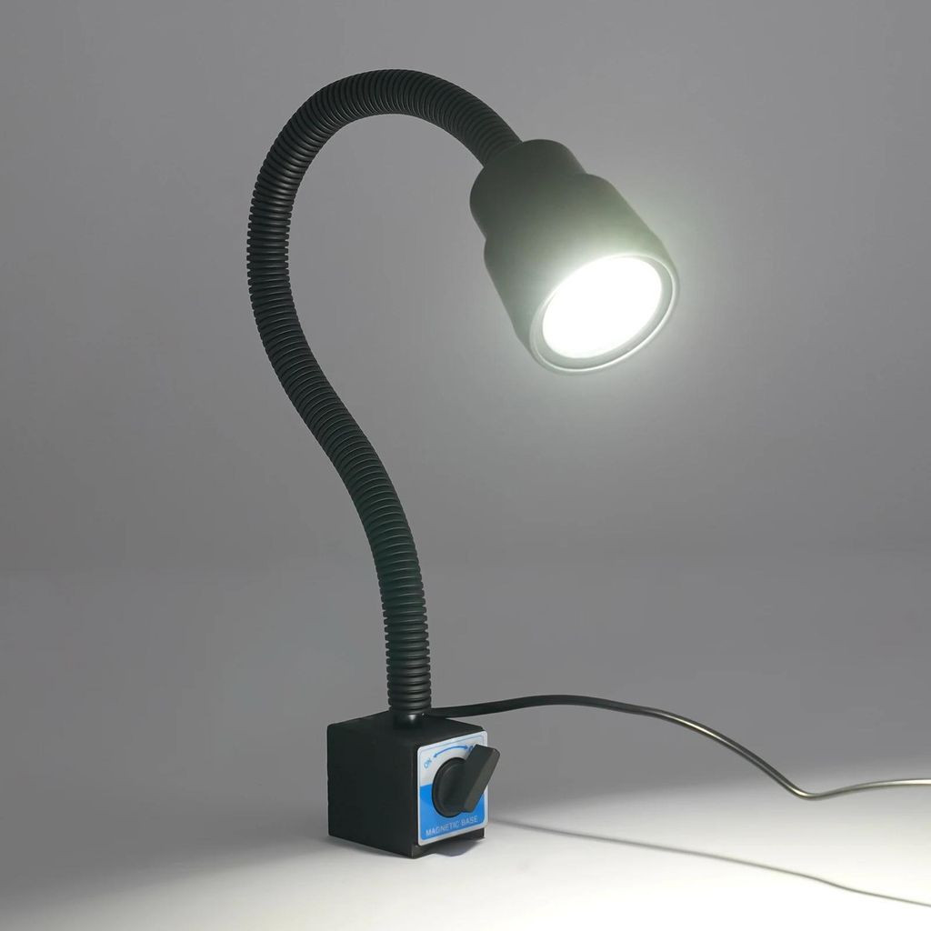LED Maschinenleuchte, 5W 220V, starker Magnetfuß, für Drehbank & Fräse, weißes Licht, schwarz
