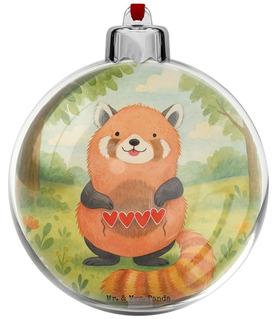 Mr. & Mrs. Panda baumkugel Roter Panda Design - Weiß - Geschenk, Liebe, Rot, weihnachtskugeln, Herz, Christbaumanhänger, Gute Laune, christbaumku...