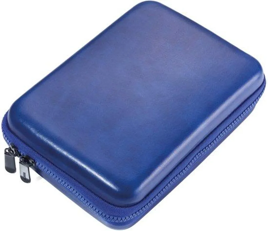 Trousse de rangement rigide bleue avec fermeture éclair de sécurité