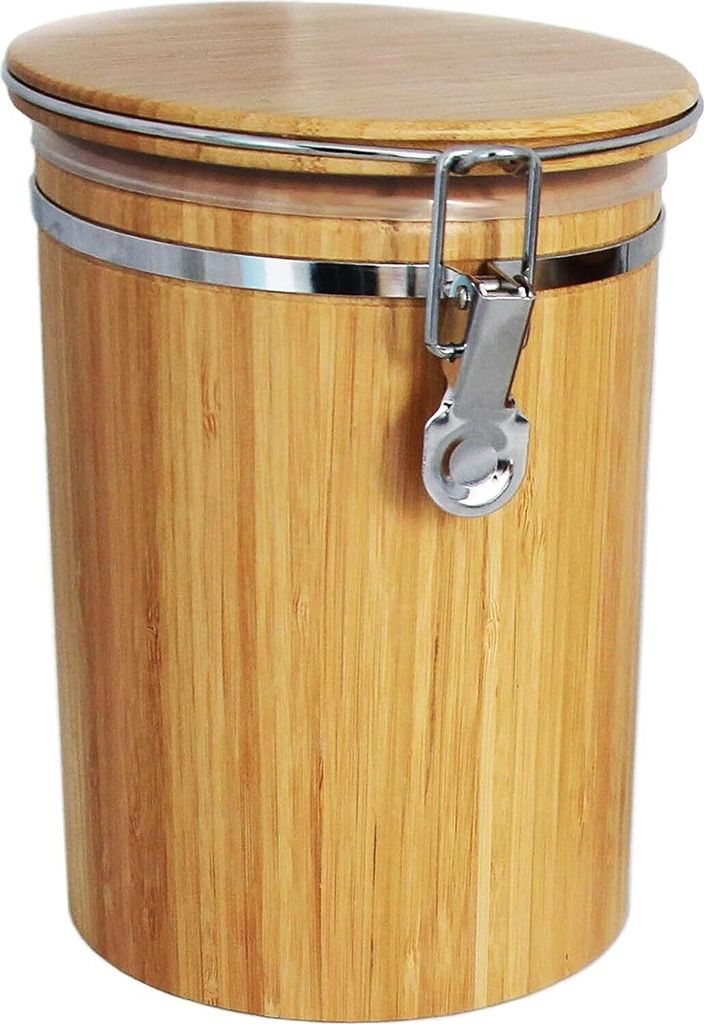 1,5 Liter Bambus-Holz Vorrats-Dose aromadicht Bügelverschluss Vorratsbehälter Frischhalte-Behälter Aufbewahrungs-Box Kaffeedose