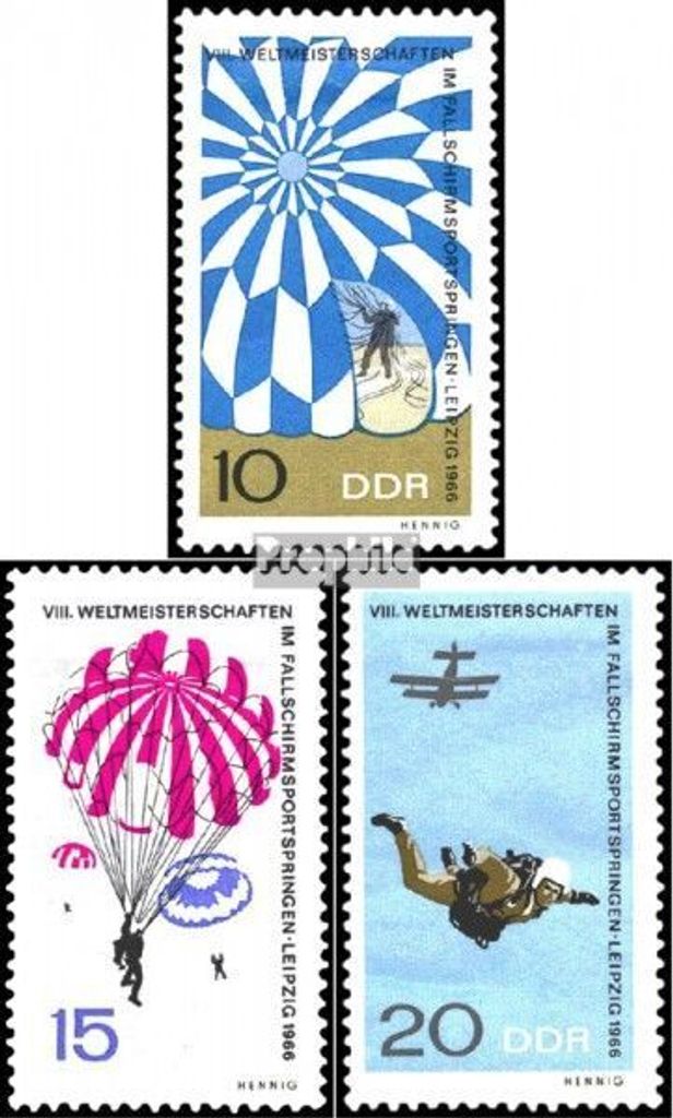 Briefmarken DDR 1966 Mi 1193-1195 (kompl.Ausg.) postfrisch Weltmeisterschaften im Fallschirmspringen
