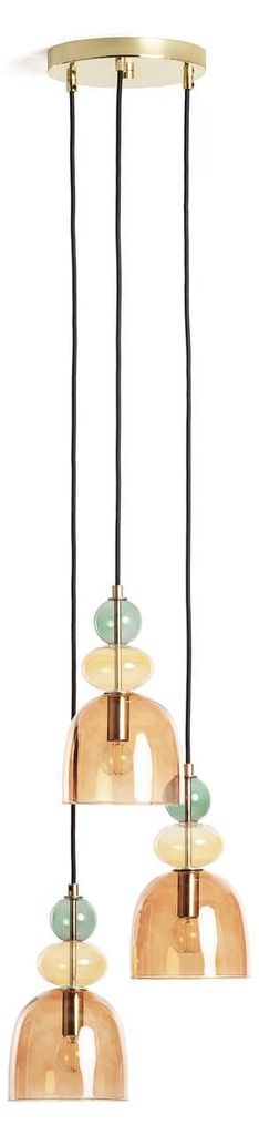Pendelleuchte Metall und Glas Tri Baudelaire Rot Produktbild 