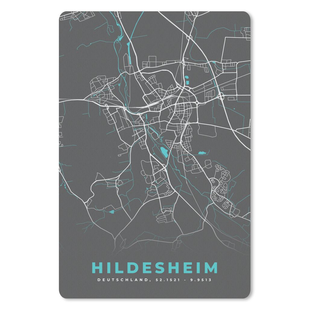MuchoWow Mauspad Mousepad Stadtplan - Deutschland - Blau - Hildesheim - Karte 18x27 cm - Mousepads - Maus Mat - Pad - Mausunterlage