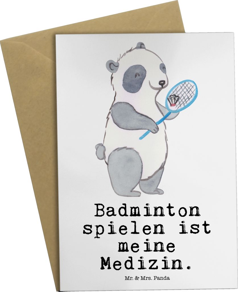 Mr. & Mrs. Panda valentinstagskarte Panda Badminton - Weiß - Geschenk, genesungskarte, spielen, einladungskarten, weihnachtskarten, Grußkarte, ho...