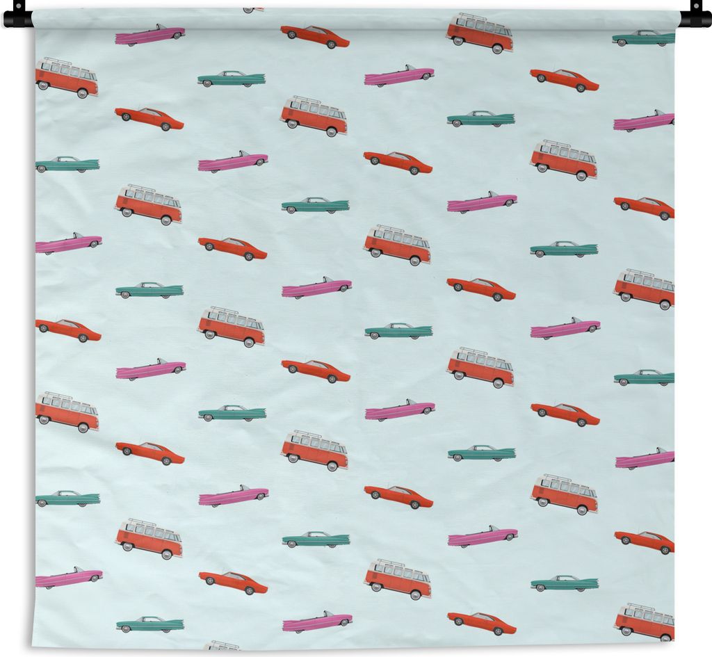 MuchoWow Wandteppich Wandbehang Auto - Muster - Farben 150x150 cm Tapisserie Dekoration Wandtuch - Wohnaccessoires - Modernes