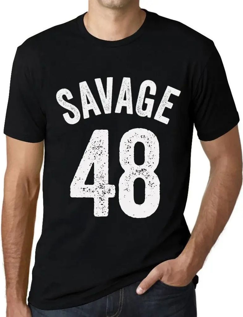 Herren Grafik T-Shirt Savage 48 Geschenk 48. Geburtstag Jahrestag 48 Jahre Jubiläum 48 Jährige Mann Jahrgang 1976 Kurzarm Lustige Druck