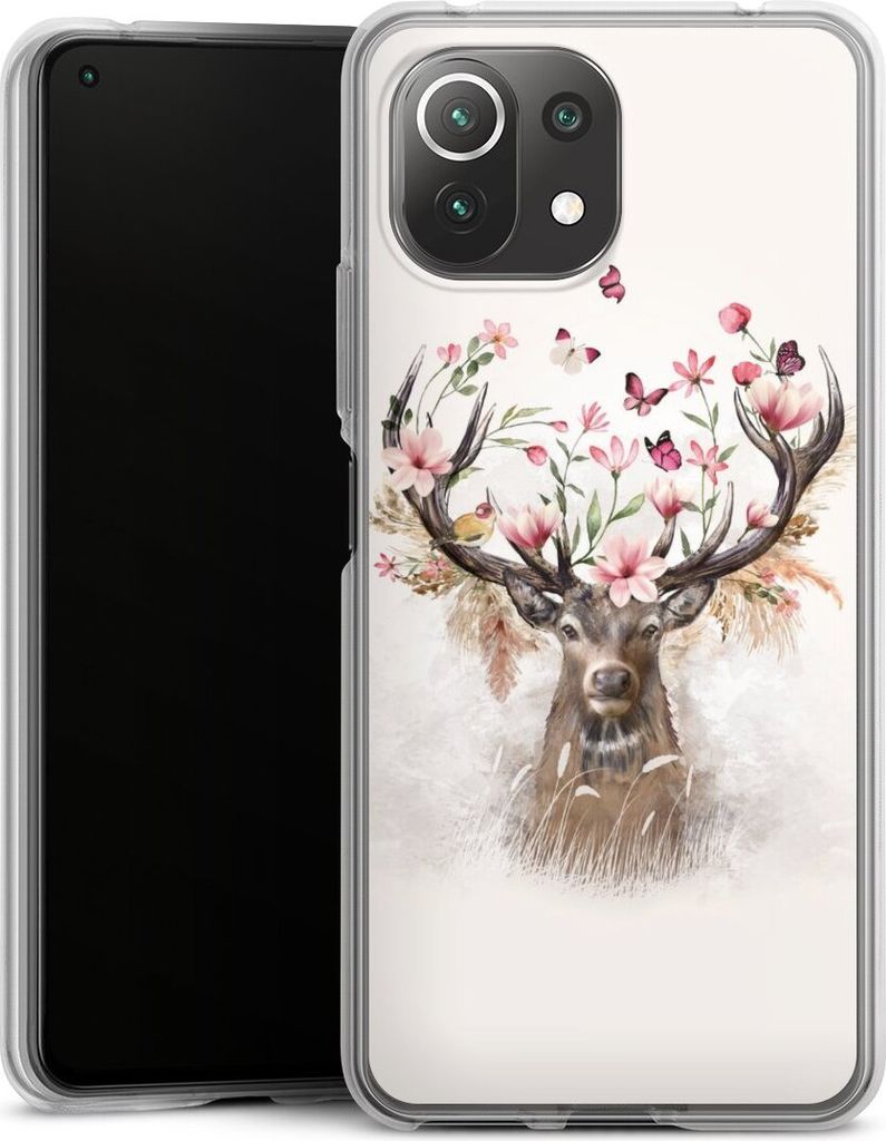 DeinDesign Handyhülle für Xiaomi Mi 11 Lite 5G NE Silikon Hülle Case Smartphone Schutzhülle Blumen Hirsch Tiere