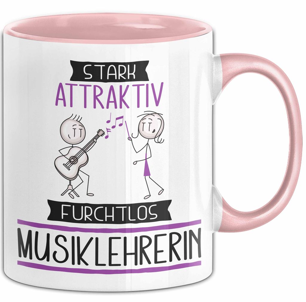 Musiklehrerin Tasse Geschenk Becher Stark Attraktiv Furchtlos Musiklehrerin Lustige Geschenkidee (Rosa)
