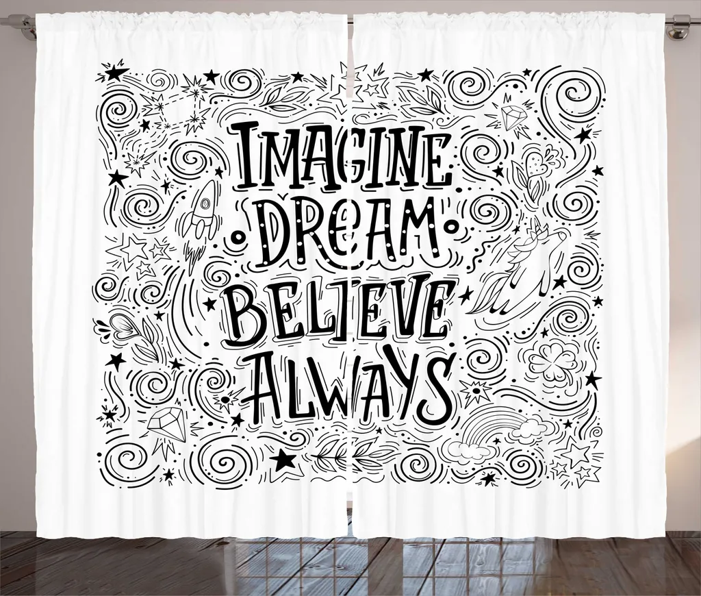 Rideau rustique ABAKUHAUS Imagine Crois en tes rêves Gris Charbon 280x225