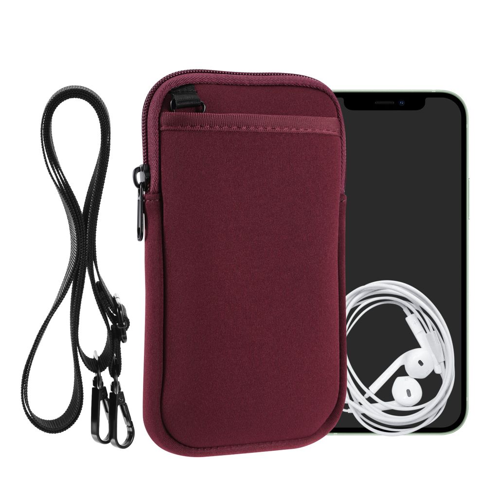 kwmobile Handy Tasche zum Umhängen für XL - 6,7/6,8" - Hülle mit Band - Neopren Cover mit Reißverschluss - 17,2 x 8,4 cm - Necklace Case in Bor...