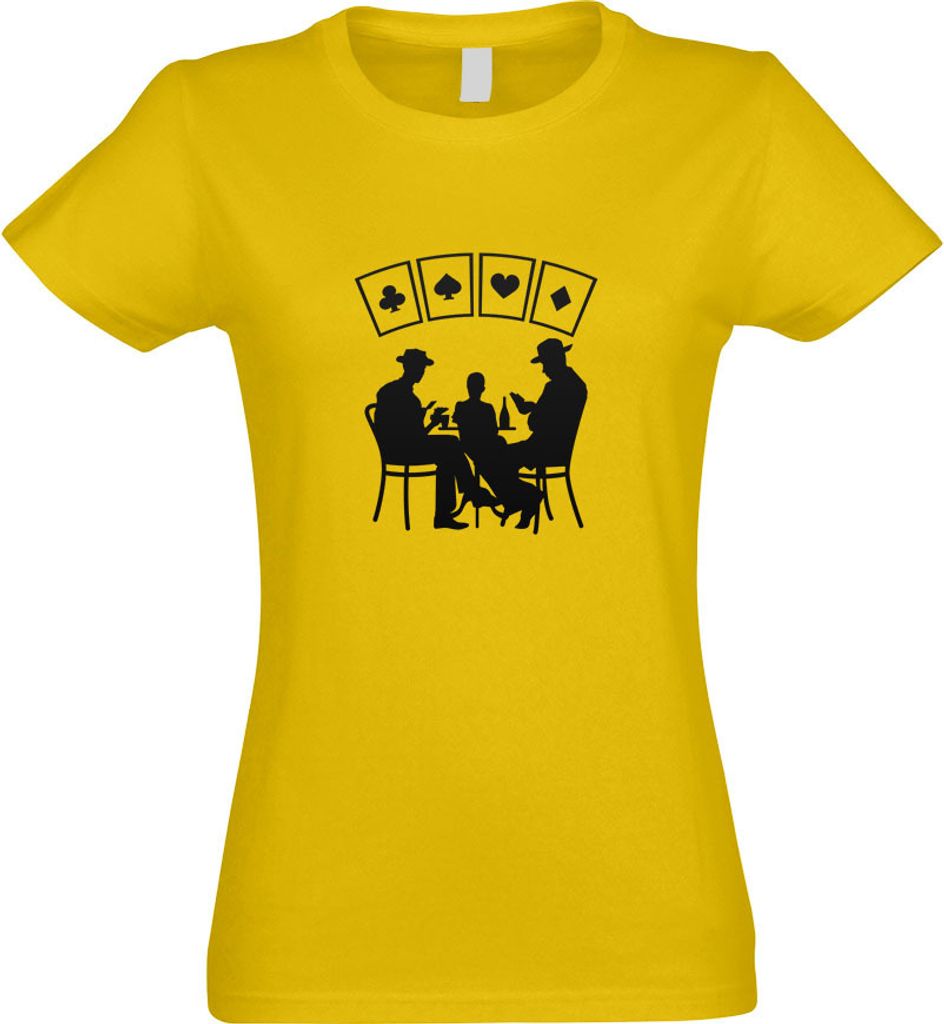 Kiwistar - T-Shirt tailliert - Damen - gelb - Kartenspiel Pokern - mit Motiv Bedruckt - Funshirt Design - Sport - Freizeit - Damen - L